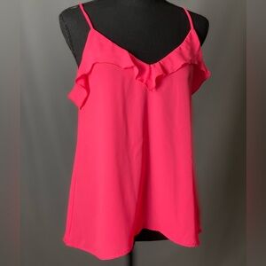Lily White Hot Pink Ruffle Cami Small